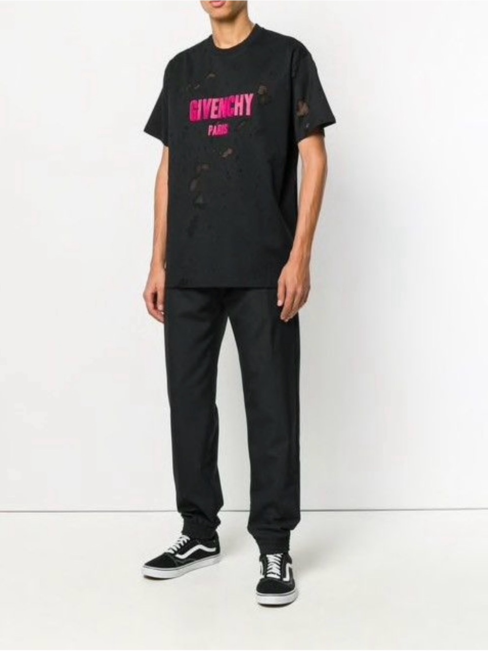 Givenchy Black Tee with Hot Pink Logo